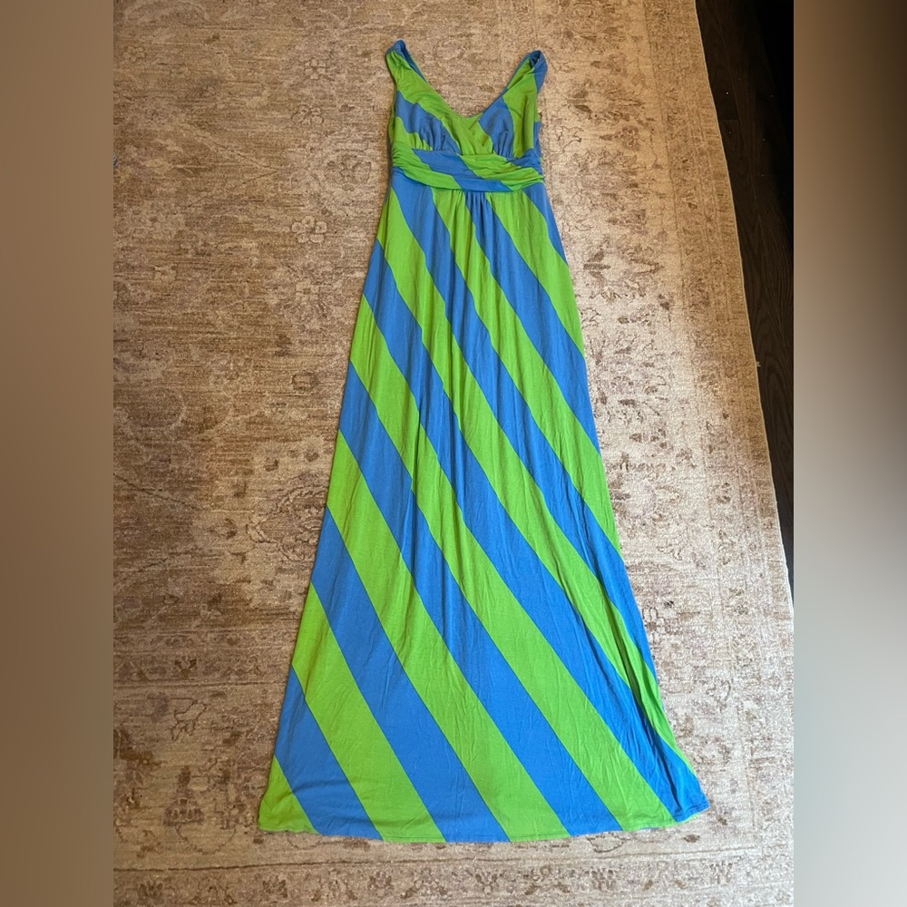 Lilly Pulitzer Green and Blue Stripe Maxi Dress size Small
